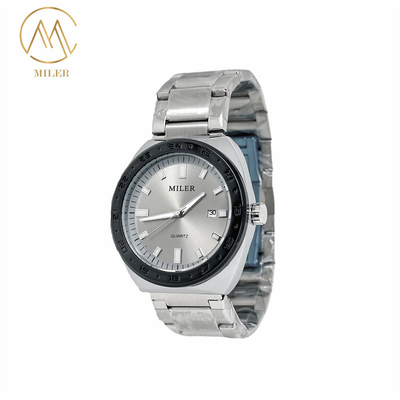 Black Bezel Quartz Wrist Watch Featuring Mineral Dial Window Material Type