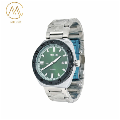 Black Bezel Quartz Wrist Watch Featuring Mineral Dial Window Material Type