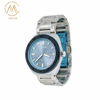 Black Bezel Quartz Wrist Watch Featuring Mineral Dial Window Material Type