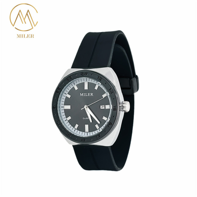Black Bezel Mens Quartz Wrist Watches with 8 Dial Colors for Choice