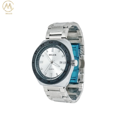 Simple Business Quartz Watch Stainless Steel Strap Wristwatch For Men With Calendar
