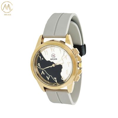 Customizable Stylish Unique Black and White Dial Arabic Watches with Silicone Strap