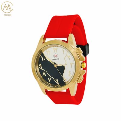 Customizable Stylish Unique Black and White Dial Arabic Watches with Silicone Strap