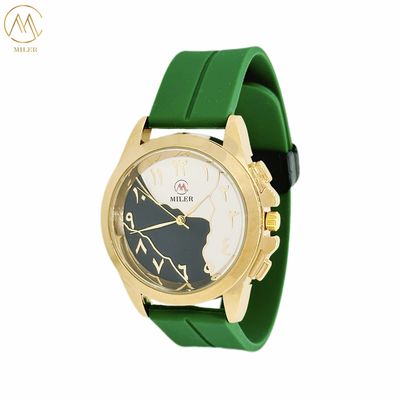 Customizable Stylish Unique Black and White Dial Arabic Watches with Silicone Strap