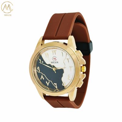 Customizable Stylish Unique Black and White Dial Arabic Watches with Silicone Strap