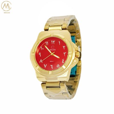 Fashionable Business Quartz Wristwatch With Golden Bezel And Arabic Numeral Dial