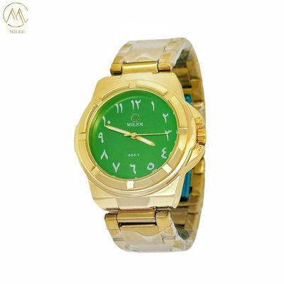 Fashionable Business Quartz Wristwatch With Golden Bezel And Arabic Numeral Dial