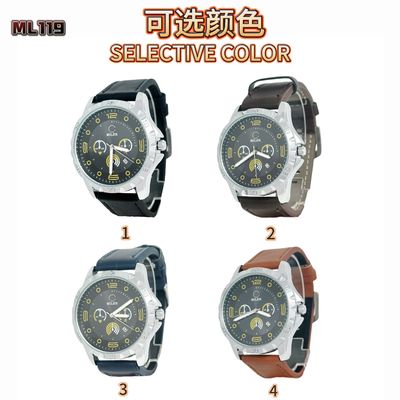 30 Meters Water Resistance Leather Strap Quartz Watch with LOGO Customization