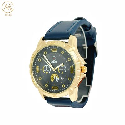 Custom Logo Leather Strap Quartz Watch For Women's And Men In Laser Printing