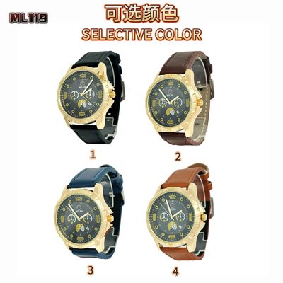 Custom Logo Leather Strap Quartz Watch For Women's And Men In Laser Printing