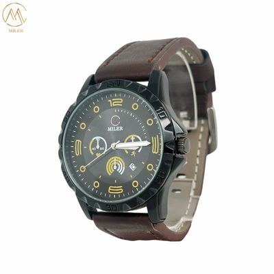 Custom Logo Leather Strap Quartz Watch For Women's And Men In Laser Printing