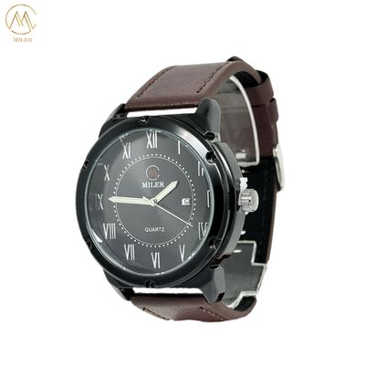 Sport Quartz Watch Leather Strap Clock Men Waterproof Wristwatch