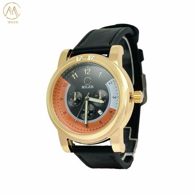 Male / Female Leather Strap Quartz Watch with Analog Display Water Resistant up to 30ATM