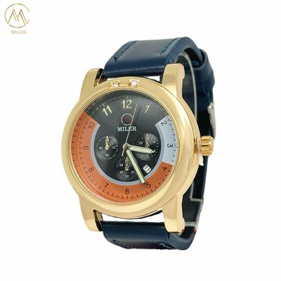 Male / Female Leather Strap Quartz Watch with Analog Display Water Resistant up to 30ATM