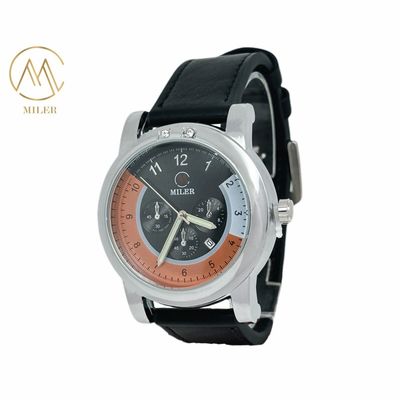 Analog Display Type Leather Strap Quartz Watch with Customized Logo