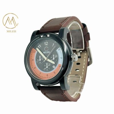 Analog Display Type Leather Strap Quartz Watch with Customized Logo