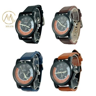 Analog Display Type Leather Strap Quartz Watch with Customized Logo
