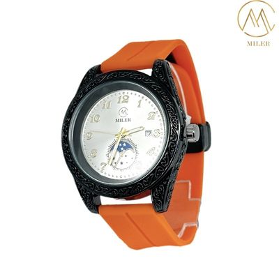 Silver and Black Bezel New Design Quartz MovementSilicon Strap Watch for Adult