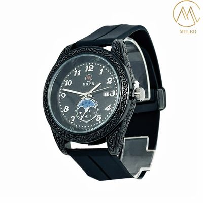 Silver and Black Bezel New Design Quartz MovementSilicon Strap Watch for Adult