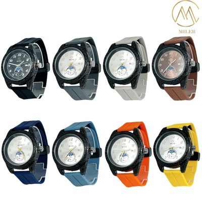Silver and Black Bezel New Design Quartz MovementSilicon Strap Watch for Adult
