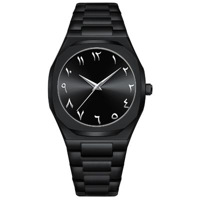Wholesale Luxury Business Black Alloy Band Arabic Dial Watches for Men Custom Logo Montre Pour Homme Arabe