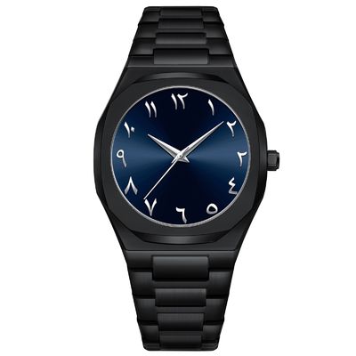 Wholesale Luxury Business Black Alloy Band Arabic Dial Watches for Men Custom Logo Montre Pour Homme Arabe