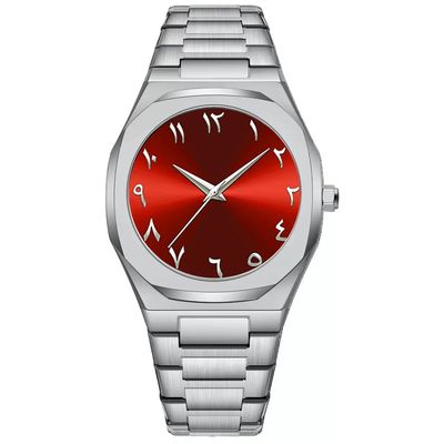 Arabic Dial Watch Ultra Thin Men′s Stainless Steel Sapphire Glass Waterproof Slim Quartz Watch