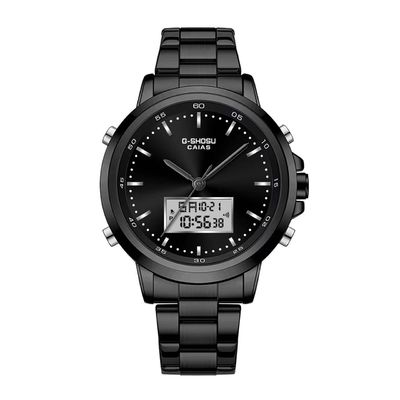 Factory Direct Sale Amazon Best-Selling Model Two zone Clock Stainless Steel Strap Analog Digital Wristwatch