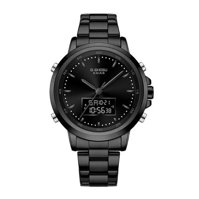 Factory Direct Sale Amazon Best-Selling Model Two zone Clock Stainless Steel Strap Analog Digital Wristwatch