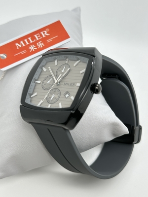 Waterproof Silicone Strap Watch with Leather Band 3ATM Quartz Wrist Watch