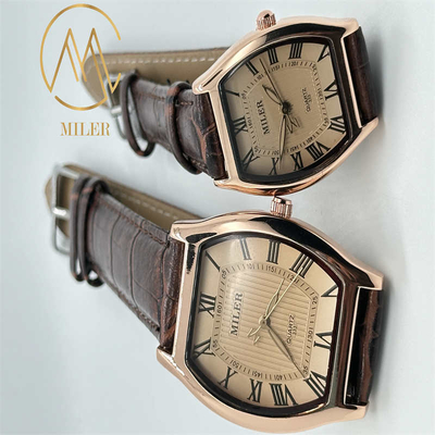 Customized Leather Strap Quartz Watch 30m Waterproof Quartz Wrist Watch