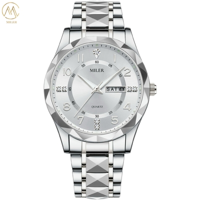 ML 1003 Original Quartz Movement Men's Montre Diamond Dial Daily Waterproof Wristwatch Dual Calendar Function Watches