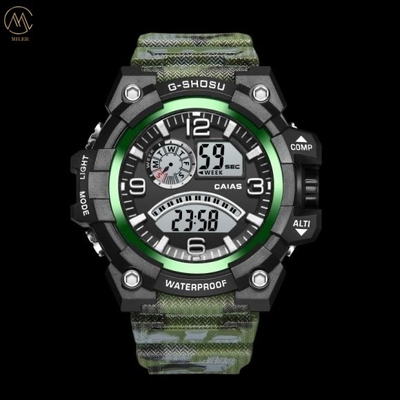 Multi Functional Digital Sport Watch With Rubber Band 100 Meters Water Resistance