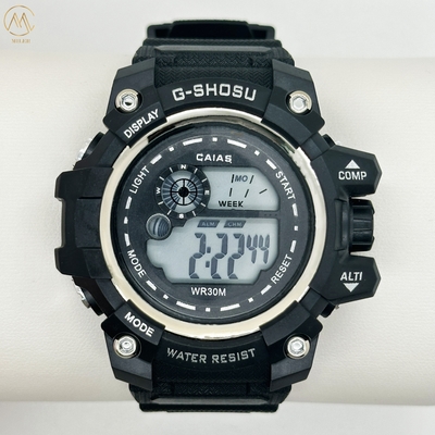 Digital Display Round Men Quartz Watch With Durable Buckle Clasp