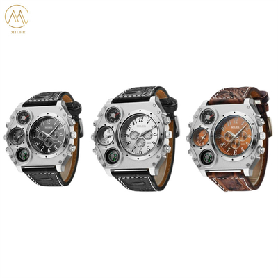 Customized Leather Strap Quartz Watch 30m Waterproof Quartz Wrist Watch