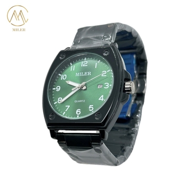 High Quality Luxury Black Case Stainless Steel Strap Waterproof Quartz Watch