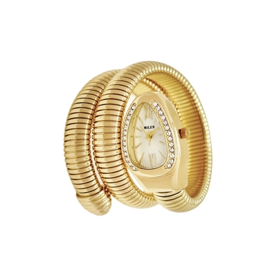 Creative Luxury Lady Quartz Watch High Quality with Snake Strap Alloy Gold-Plated Case