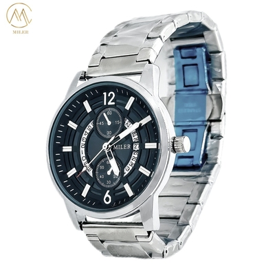 Fashion Stainless Steel Exquisite Calendar Quartz Waterproof Business Watch
