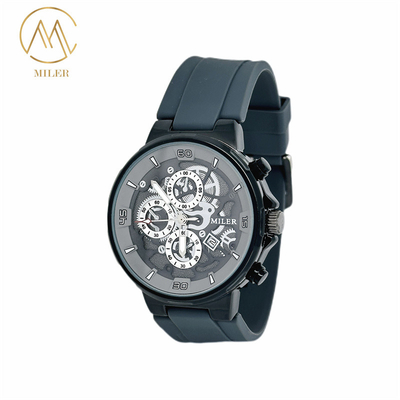 Durable Quartz Wrist Watch 12 Months Battery Life Rubber Band Material for Male / Female