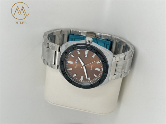 Waterproof Stainless Steel Strap Quartz Watch with 8  Dial Colors Option