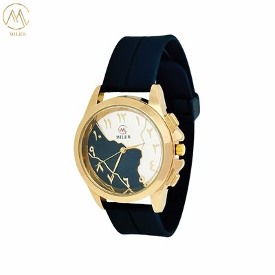 Customizable Stylish Unique Black and White Dial Arabic Watches with Silicone Strap