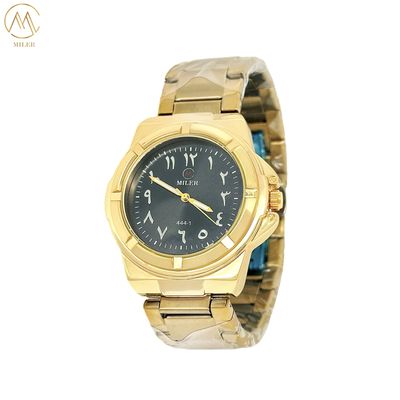 Fashionable Business Quartz Wristwatch With Golden Bezel And Arabic Numeral Dial