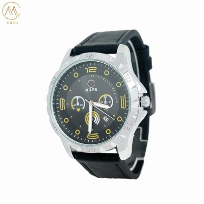 30 Meters Water Resistance Leather Strap Quartz Watch with LOGO Customization