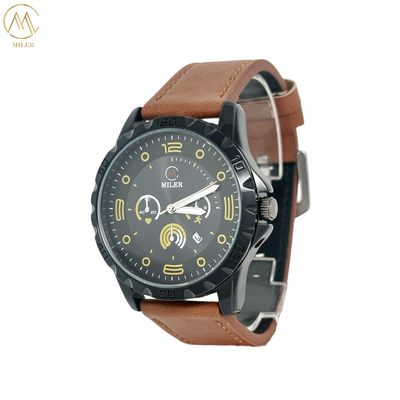 Customized LOGO Quartz Wrist Watch with Laser Printing Logo Case Back