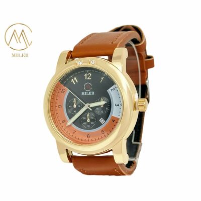 Analog Display Type Leather Strap Quartz Watch with Customized Logo